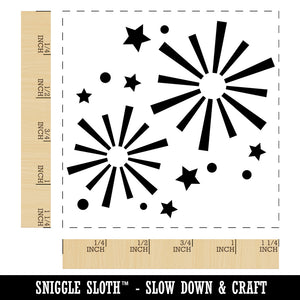 Firework Explosions Celebration New Years July 4th Square Rubber Stamp for Stamping Crafting