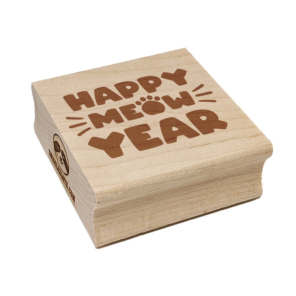 Happy Meow New Year Cat Funny Square Rubber Stamp for Stamping Crafting
