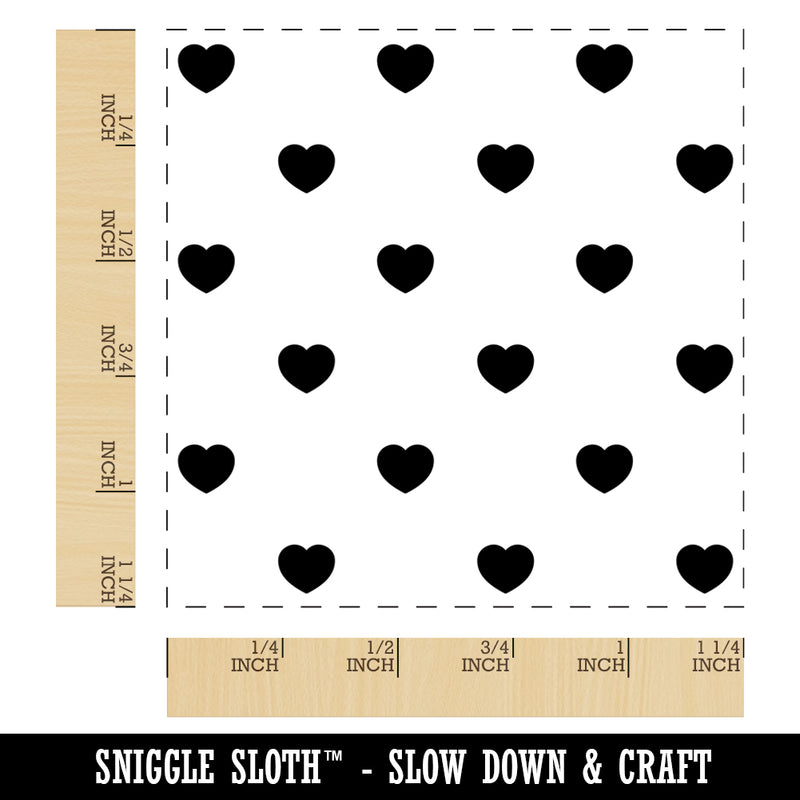 Hearts Polka Dots Square Rubber Stamp for Stamping Crafting