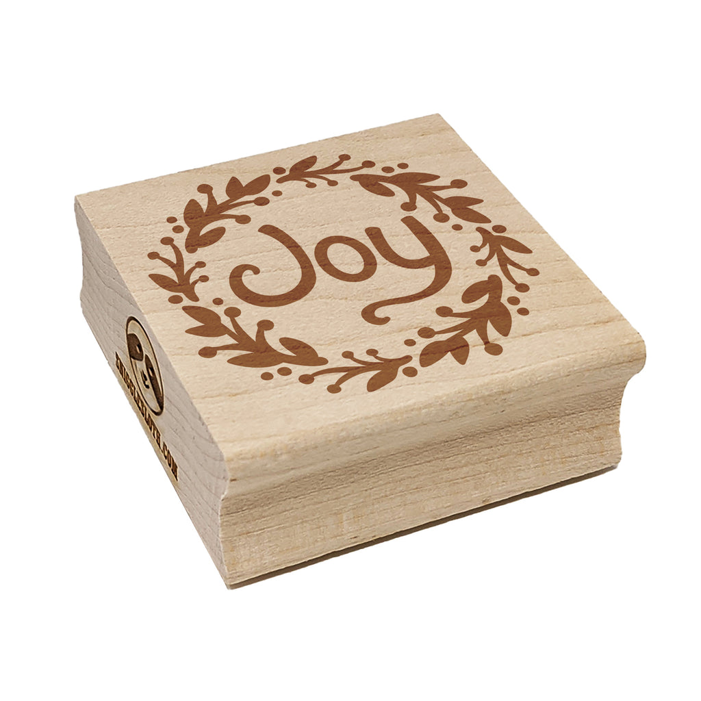 Joy in Wreath Christmas Square Rubber Stamp for Stamping Crafting