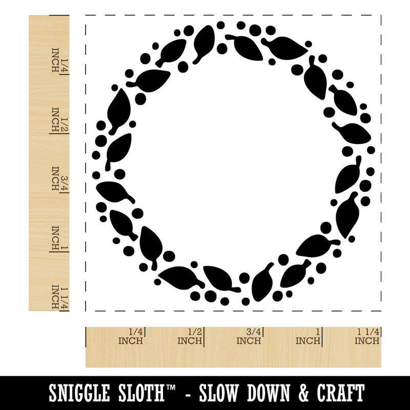 Leaves and Dots Round Border Square Rubber Stamp for Stamping Crafting
