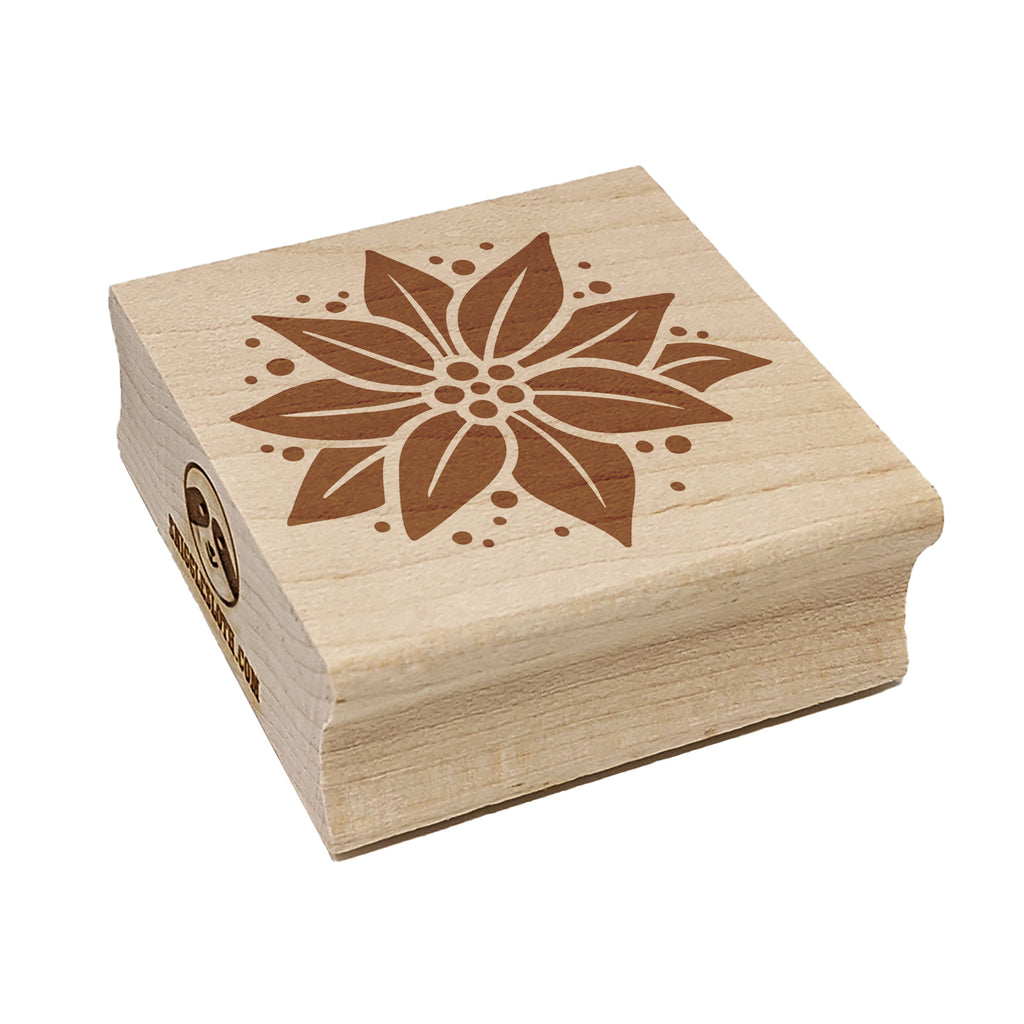 Poinsettia Flower Christmas Square Rubber Stamp for Stamping Crafting