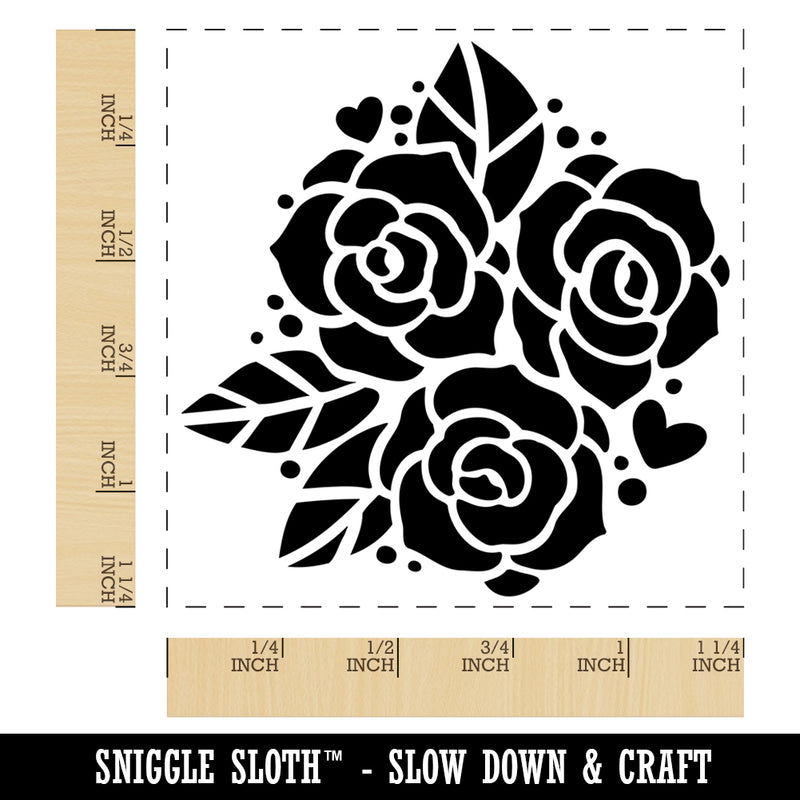 Rose Bundle Wedding Bouquet Square Rubber Stamp for Stamping Crafting