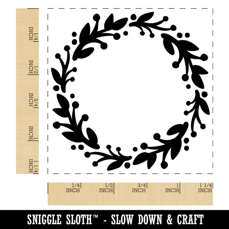 Wreath Decorative Square Rubber Stamp for Stamping Crafting