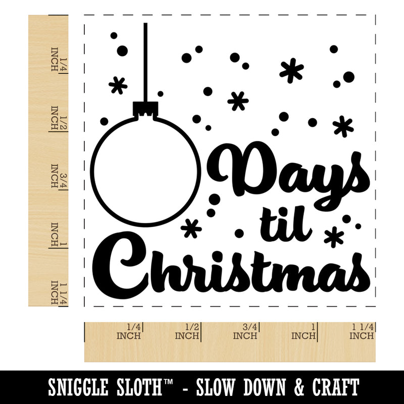 XX Days Til Christmas Ornament Snowflakes Square Rubber Stamp for Stamping Crafting