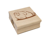 Chubby Happy Seal Basking on Side Square Rubber Stamp for Stamping Crafting