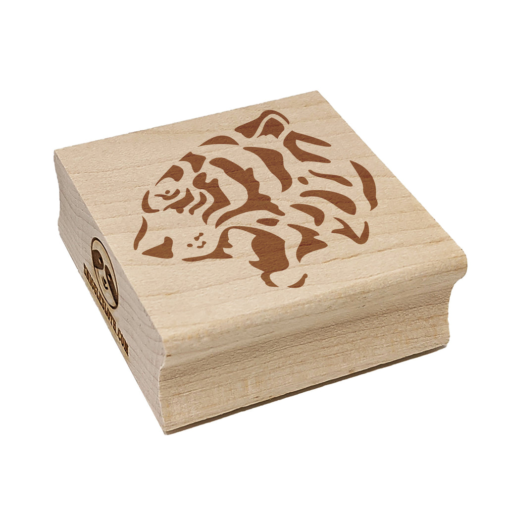 Ferocious Bengal Tiger Head Side View Square Rubber Stamp for Stamping Crafting