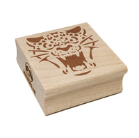 Ferocious Snarling Leopard Jaguar Jungle Cat Square Rubber Stamp for Stamping Crafting