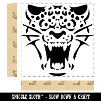 Ferocious Snarling Leopard Jaguar Jungle Cat Square Rubber Stamp for Stamping Crafting