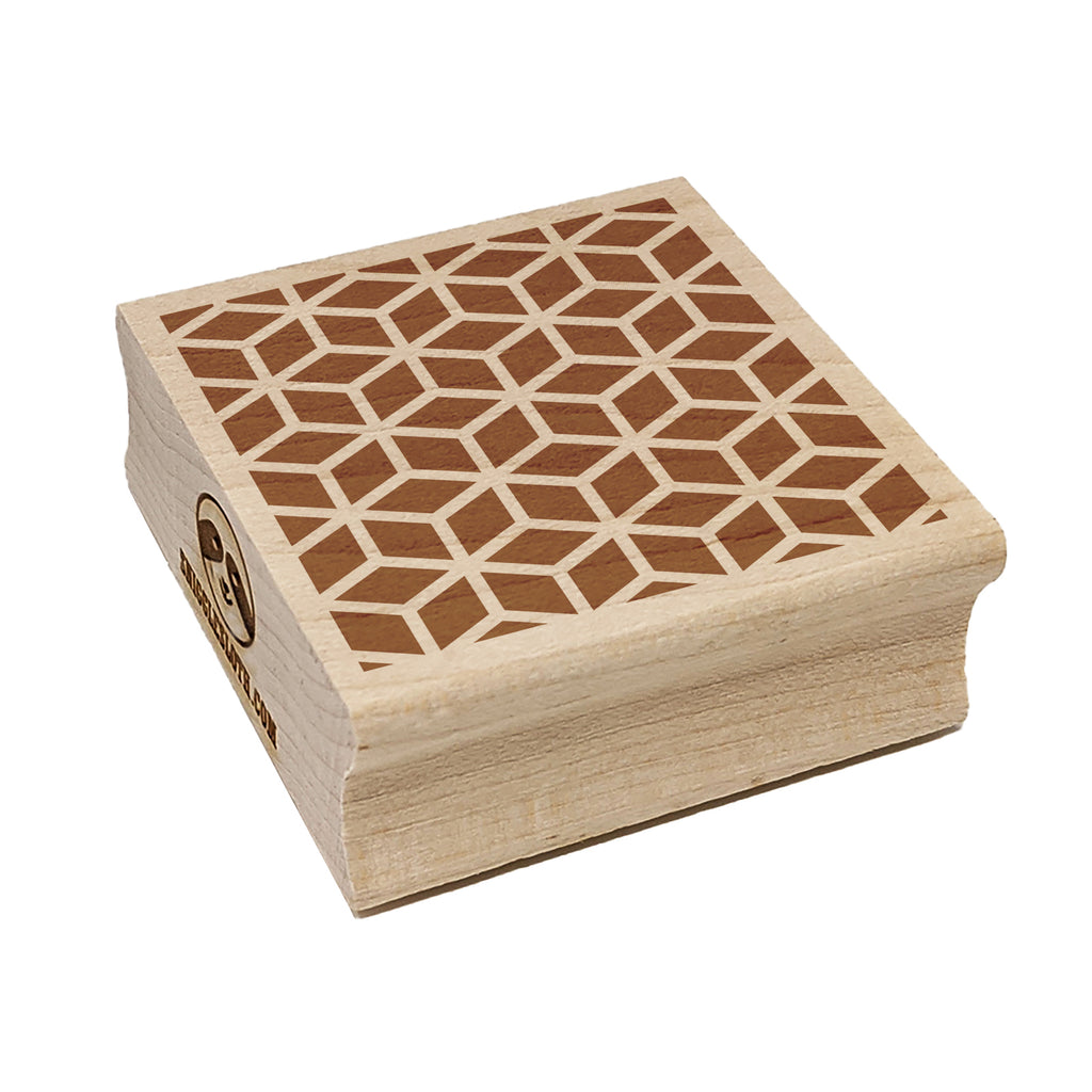 Geometric Cube Optical Illusion Pattern Square Rubber Stamp for Stamping Crafting