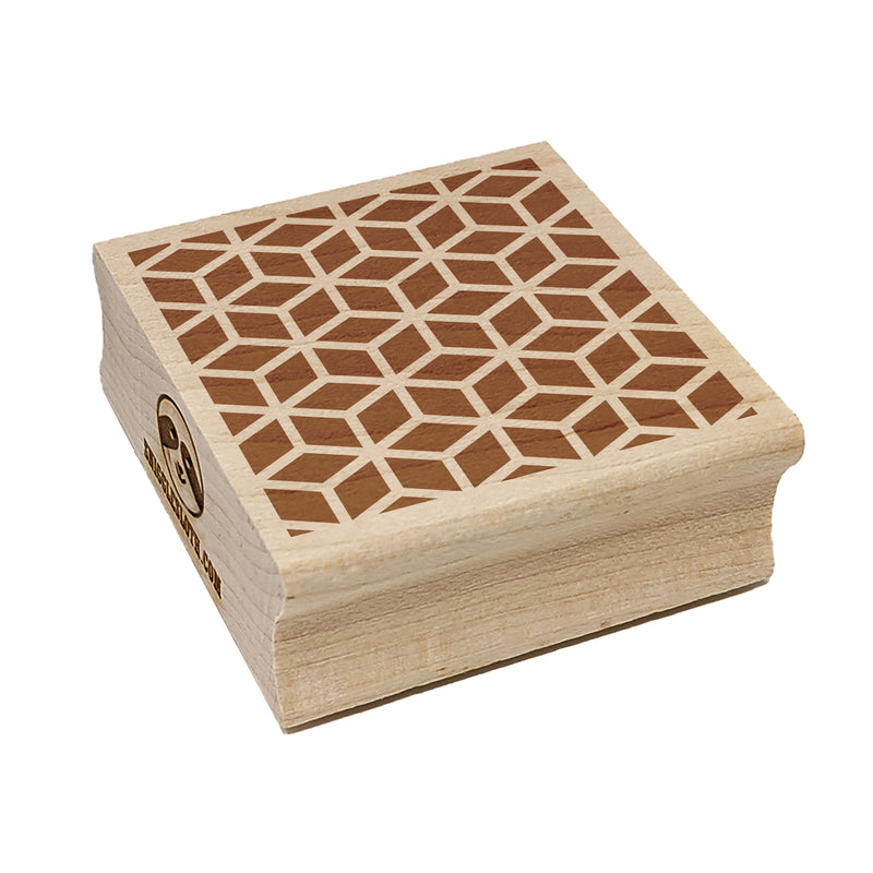 Geometric Cube Optical Illusion Pattern Square Rubber Stamp for Stamping Crafting