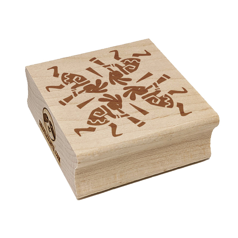 Kokopelli Circle Dancing Pattern Southwestern Fertility God Square Rubber Stamp for Stamping Crafting