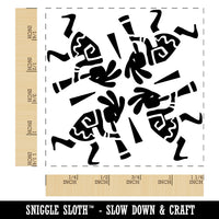 Kokopelli Circle Dancing Pattern Southwestern Fertility God Square Rubber Stamp for Stamping Crafting