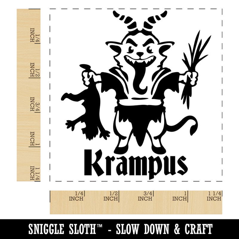 Little Krampus Christmas Monster Taking Child Demon Devil Square Rubber Stamp for Stamping Crafting