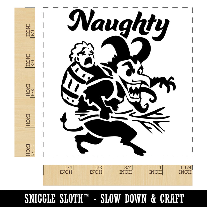 Naughty Impish Krampus Christmas Monster Demon Devil Square Rubber Stamp for Stamping Crafting