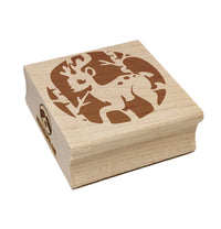 Reindeer in Birch Forest with Trees Square Rubber Stamp for Stamping Crafting