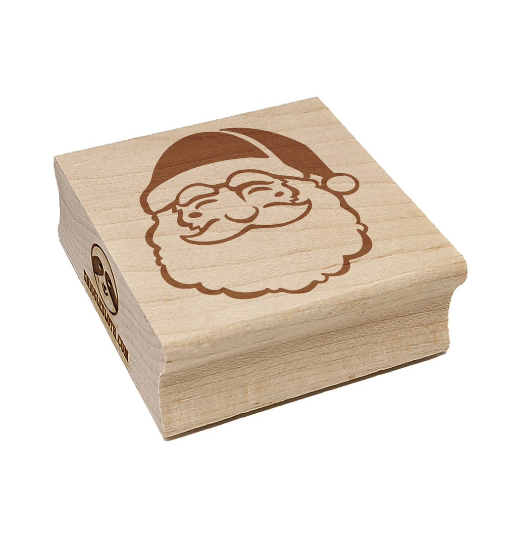 Santa Claus Head with Big Bushy Beard Christmas Holiday Square Rubber Stamp for Stamping Crafting
