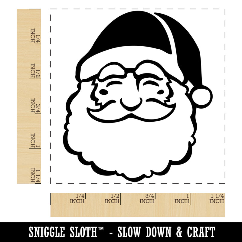 Santa Claus Head with Big Bushy Beard Christmas Holiday Square Rubber Stamp for Stamping Crafting