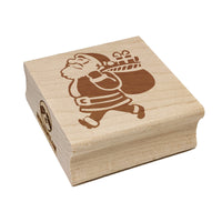 Santa Claus with Bag of Gifts Christmas Holiday Square Rubber Stamp for Stamping Crafting