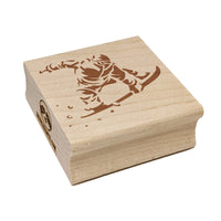 Snowboarder Jumping Flying Through Air Square Rubber Stamp for Stamping Crafting