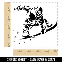 Snowboarder Jumping Flying Through Air Square Rubber Stamp for Stamping Crafting