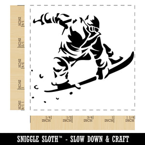 Snowboarder Jumping Flying Through Air Square Rubber Stamp for Stamping Crafting