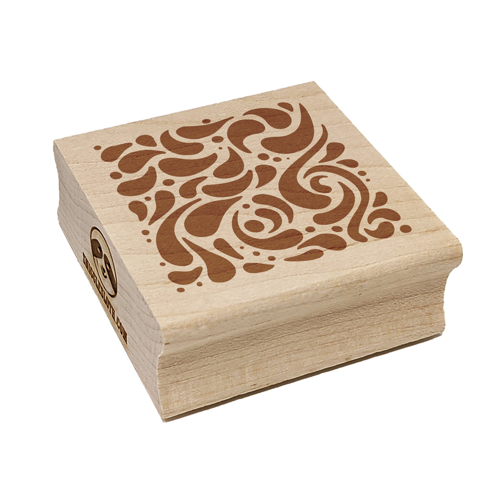 Swirling Water Droplets Abstract Pattern Square Rubber Stamp for Stamping Crafting