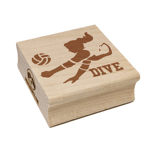 Volleyball Woman Dive Sports Move Square Rubber Stamp for Stamping Crafting