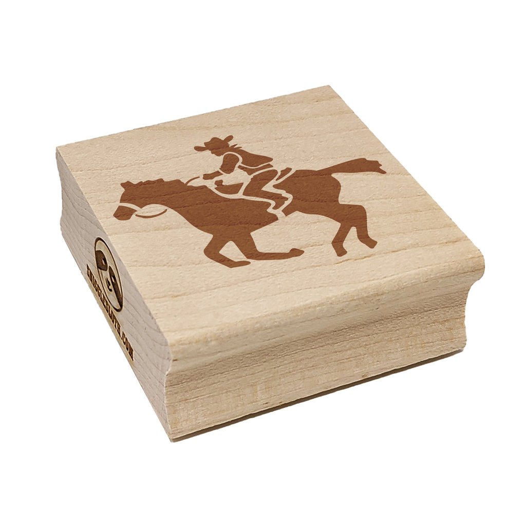 Wild Western Cowboy Riding on Horse Square Rubber Stamp for Stamping Crafting