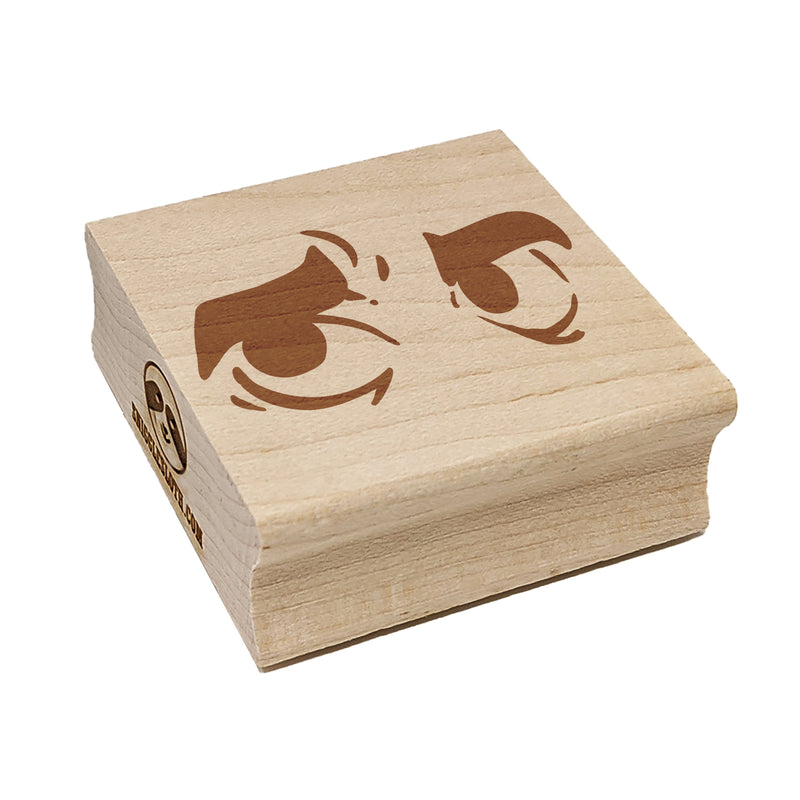 Worried Cartoon Eyes Looking to the Side Square Rubber Stamp for Stamping Crafting