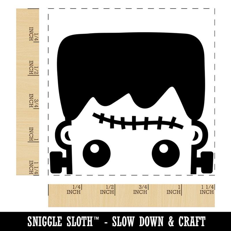 Peeking Frankenstein Halloween Square Rubber Stamp for Stamping Crafting