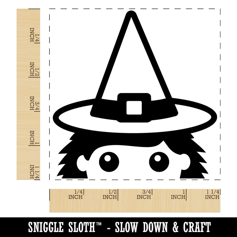 Peeking Witch Halloween Square Rubber Stamp for Stamping Crafting