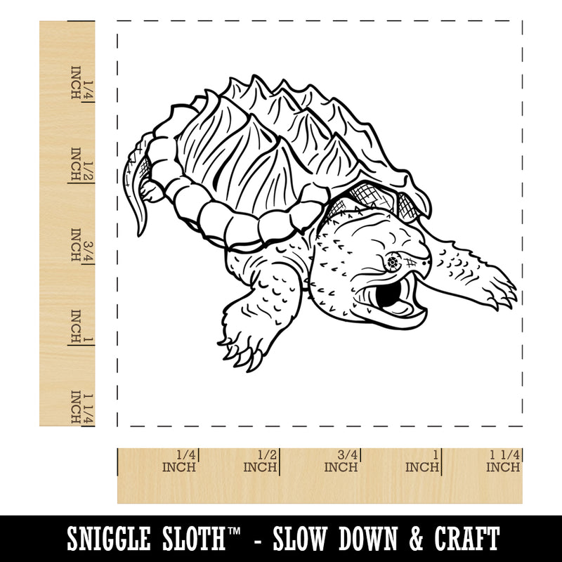 Alligator Snapping Turtle Square Rubber Stamp for Stamping Crafting