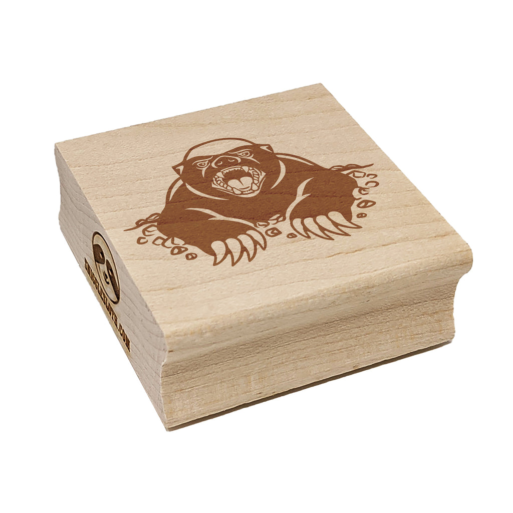 Angry Honey Badger Square Rubber Stamp for Stamping Crafting