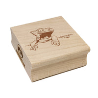 Crested Gecko on Ledge Lizard Square Rubber Stamp for Stamping Crafting