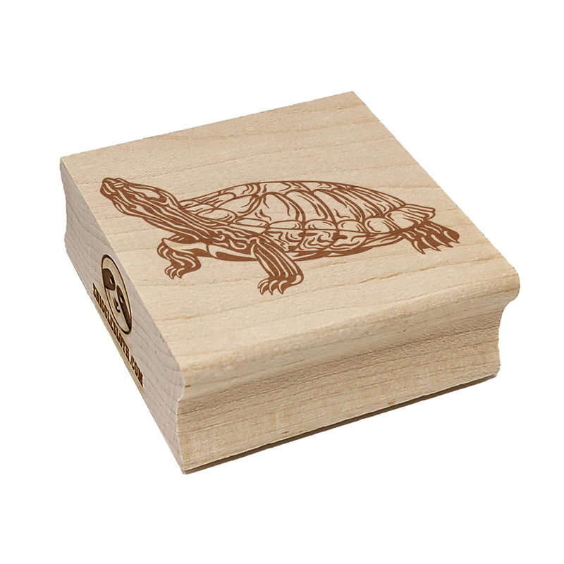 Red-Eared Slider Turtle Pet Reptile Square Rubber Stamp for Stamping Crafting