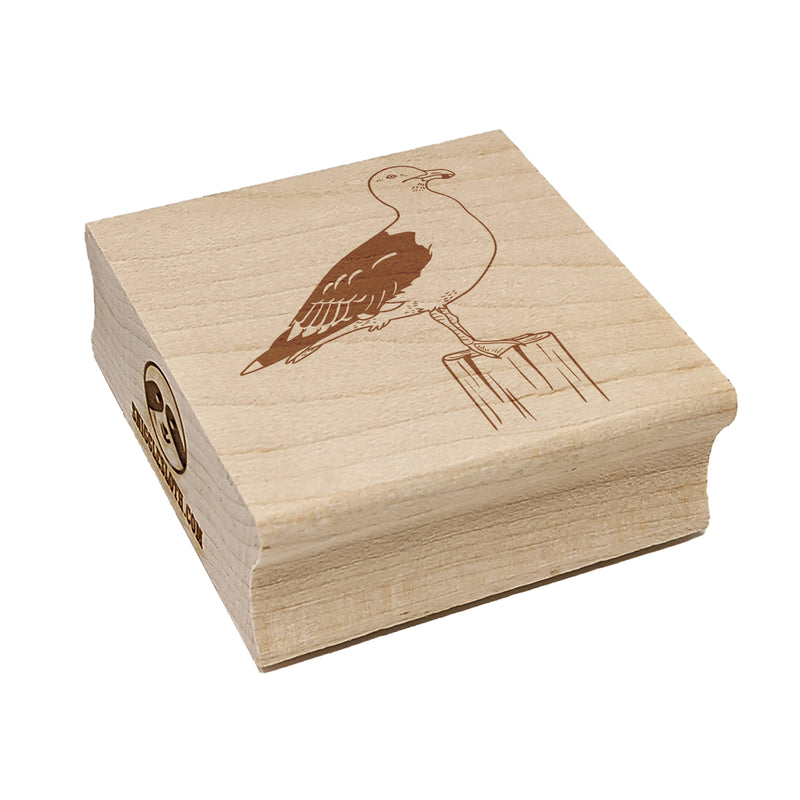 Seagull on a Post Bird Square Rubber Stamp for Stamping Crafting