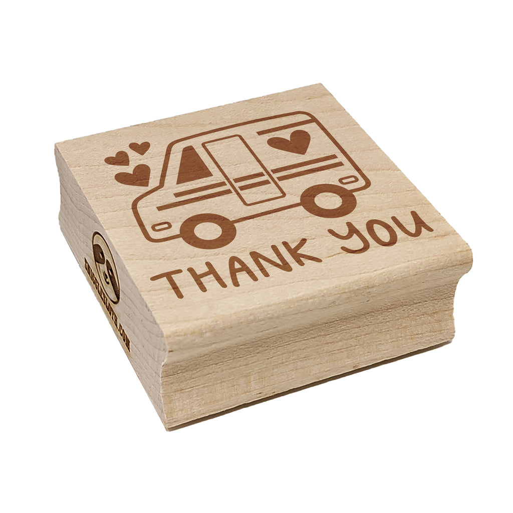 Thank You Mail Shipping Delivery Truck Square Rubber Stamp for Stamping Crafting