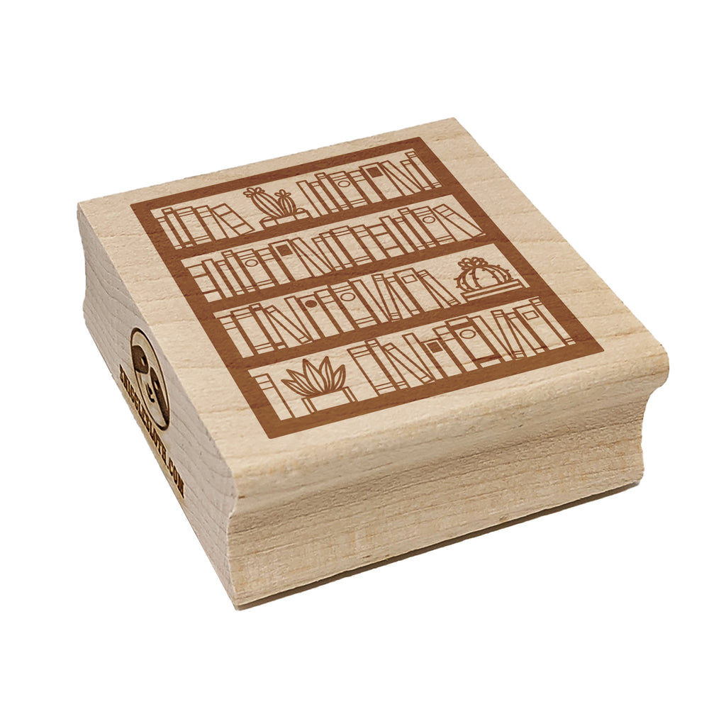 Bookcase of Books Square Rubber Stamp for Stamping Crafting
