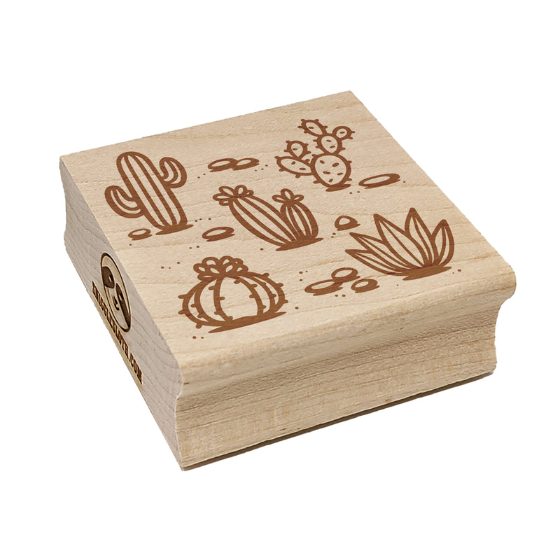 Cactuses Succulent and Stones Square Rubber Stamp for Stamping Crafting