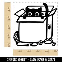 Cat in Box Blank for Notes Lists Memos Square Rubber Stamp for Stamping Crafting