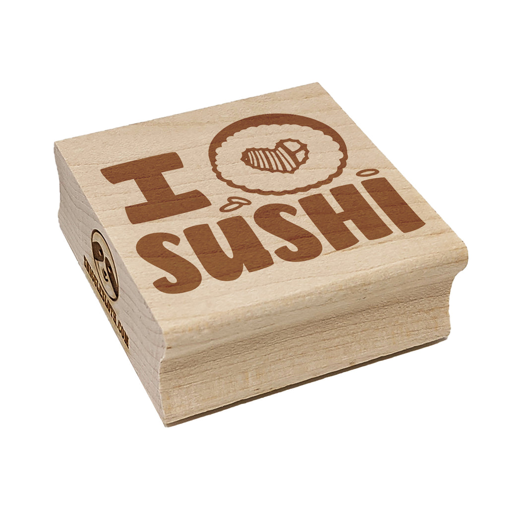 I Heart Love Sushi Roll Square Rubber Stamp for Stamping Crafting