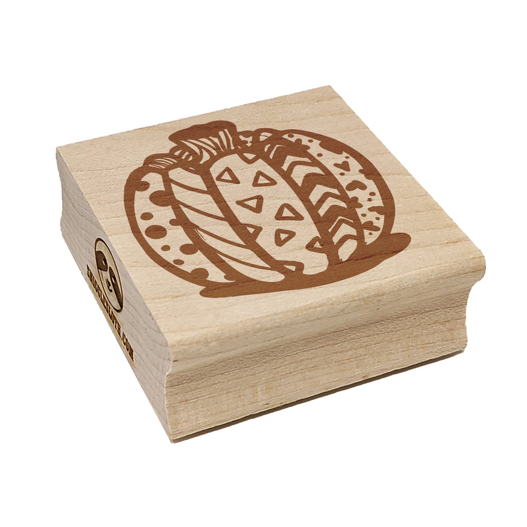 Patterned Pumpkin Fall Autumn Halloween Square Rubber Stamp for Stamping Crafting