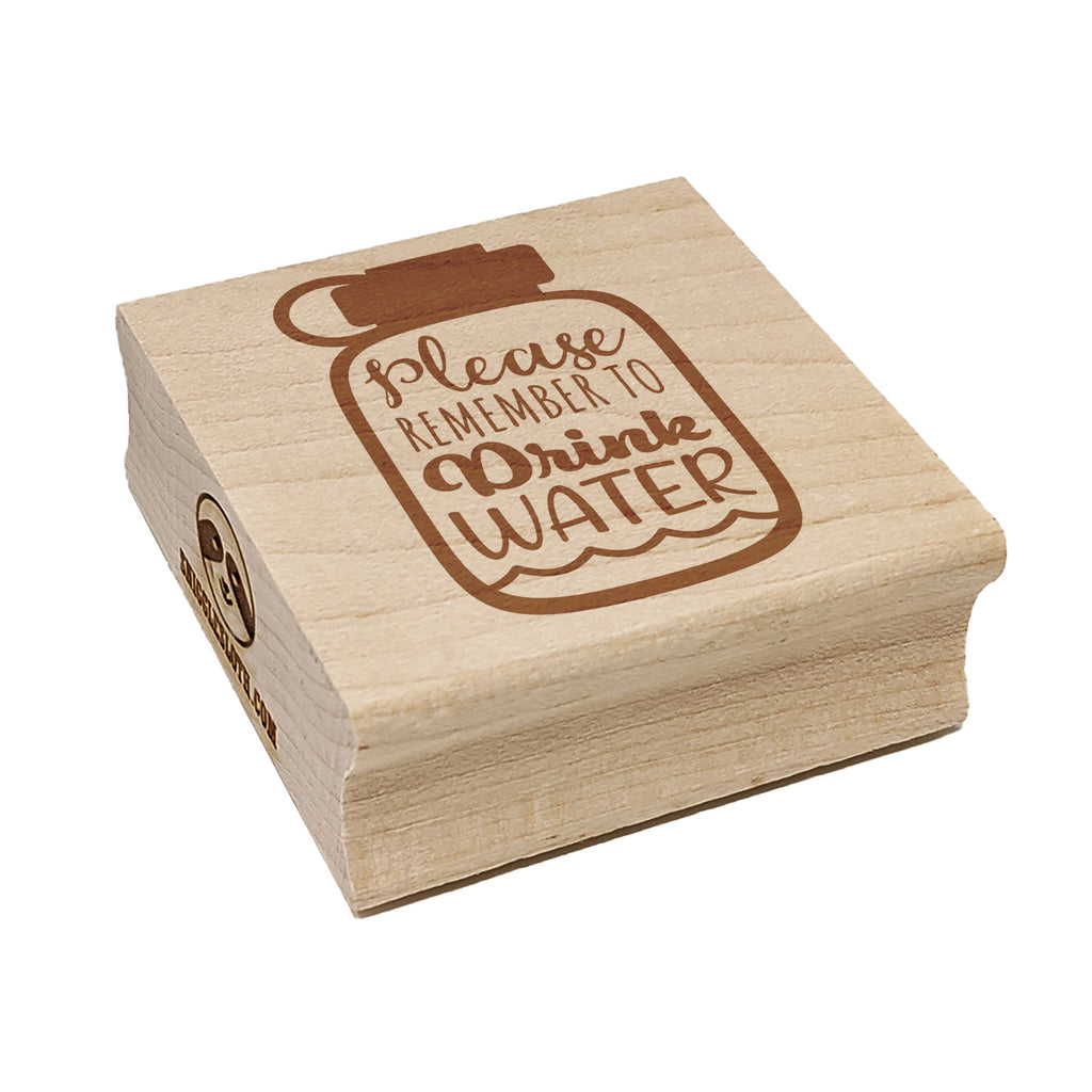 Please Remember to Drink Water Bottle Square Rubber Stamp for Stamping Crafting