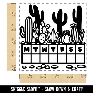 Weekly Habit Tracker Desert Cactus Monday Start Square Rubber Stamp for Stamping Crafting