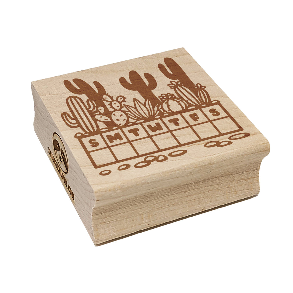Weekly Habit Tracker Desert Cactus Sunday Start Square Rubber Stamp for Stamping Crafting