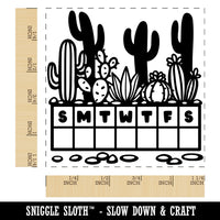 Weekly Habit Tracker Desert Cactus Sunday Start Square Rubber Stamp for Stamping Crafting