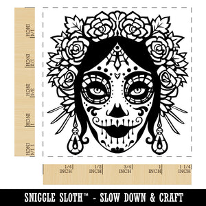 Dia De Los Muertos Woman Skull Face Day of the Dead Square Rubber Stamp for Stamping Crafting