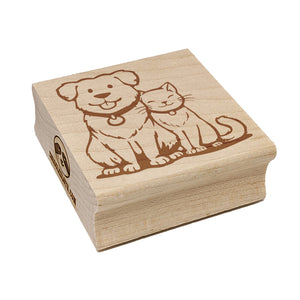Dog and Cat Best Pet Friends Square Rubber Stamp for Stamping Crafting