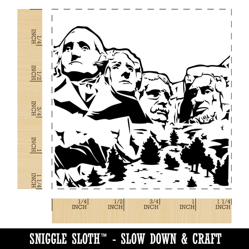 Mount Rushmore National Memorial Landmark United States Presidents Washington Lincoln Jefferson Roosevelt Square Rubber Stamp for Stamping Crafting